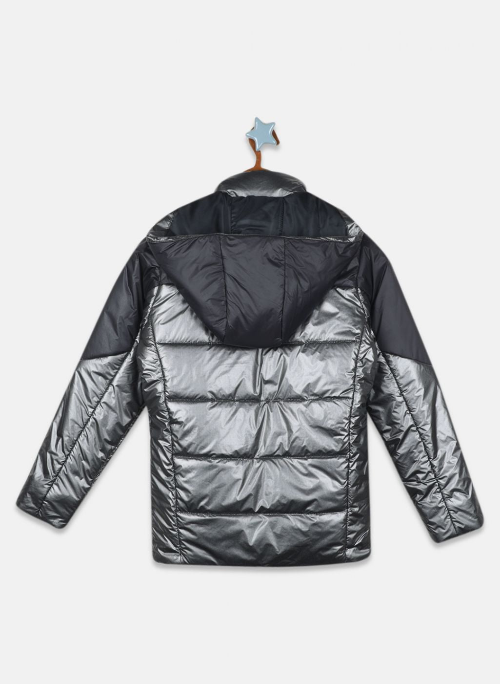 Boys Black Self Design Jacket