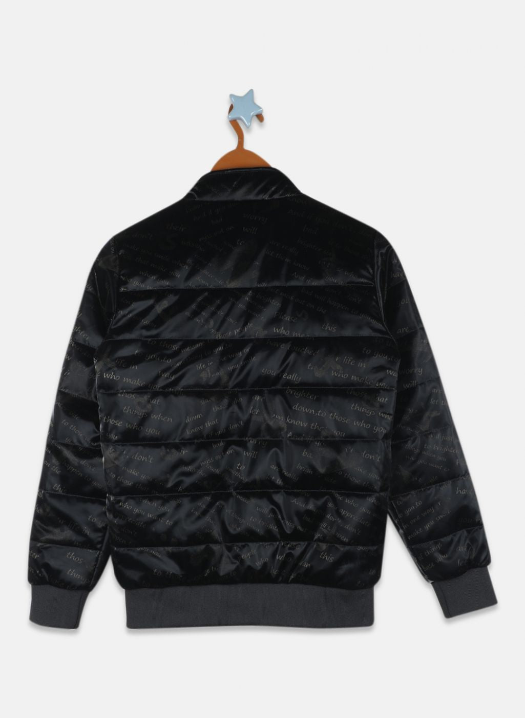 Boys Black Printed Jacket