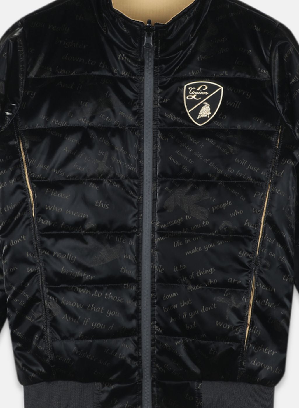 Boys Black Printed Jacket