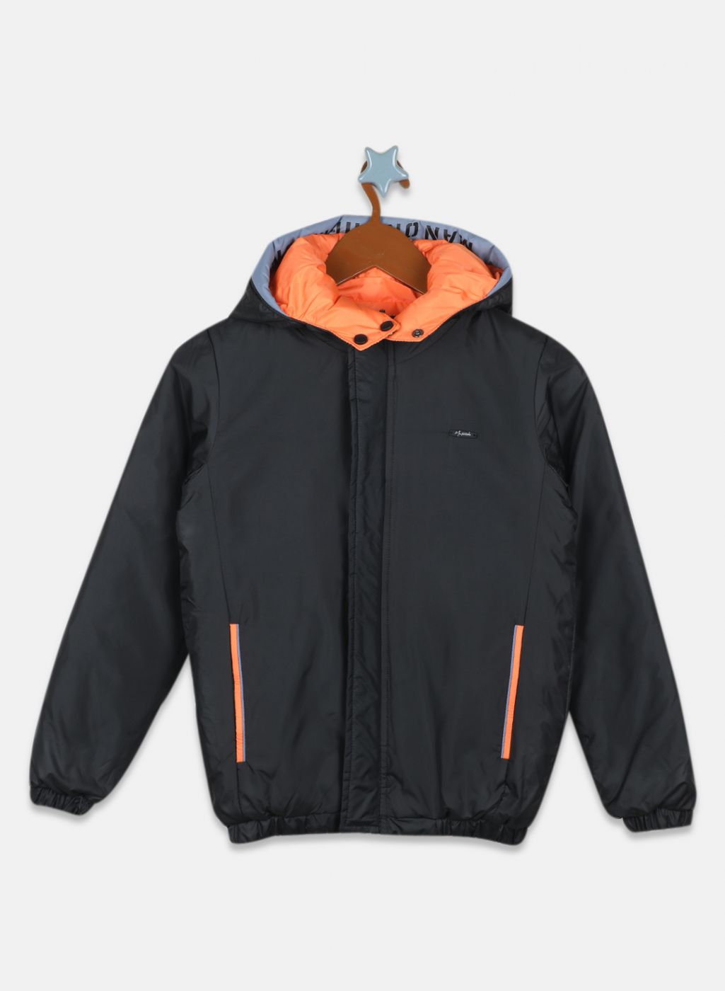 Boys Orange Solid Jacket
