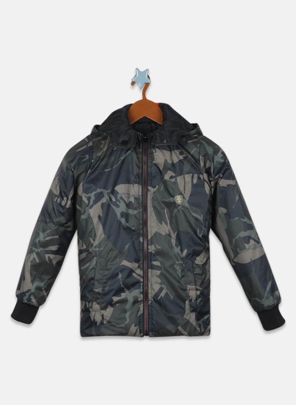 Boys Orange Printed Jacket