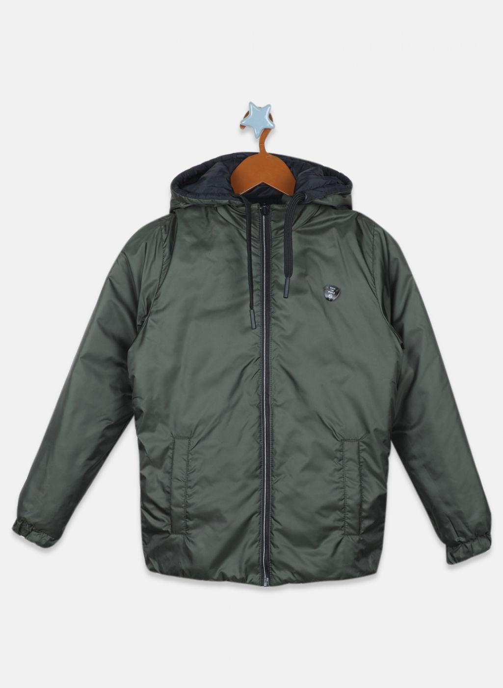 Boys Black Reversible Solid Jacket