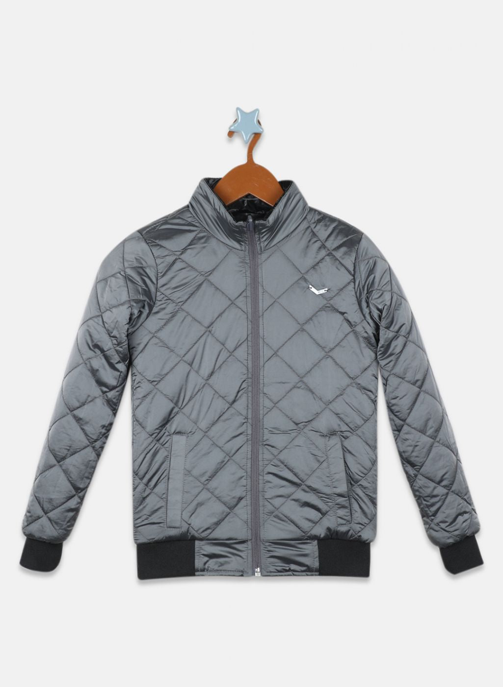 Boys Black Self Design Jacket