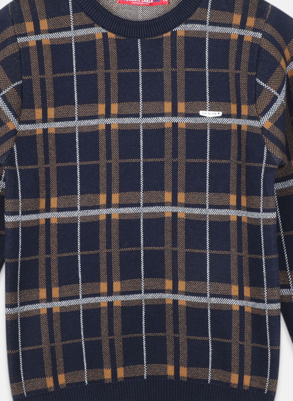 Boys Navy Blue Check Pullover