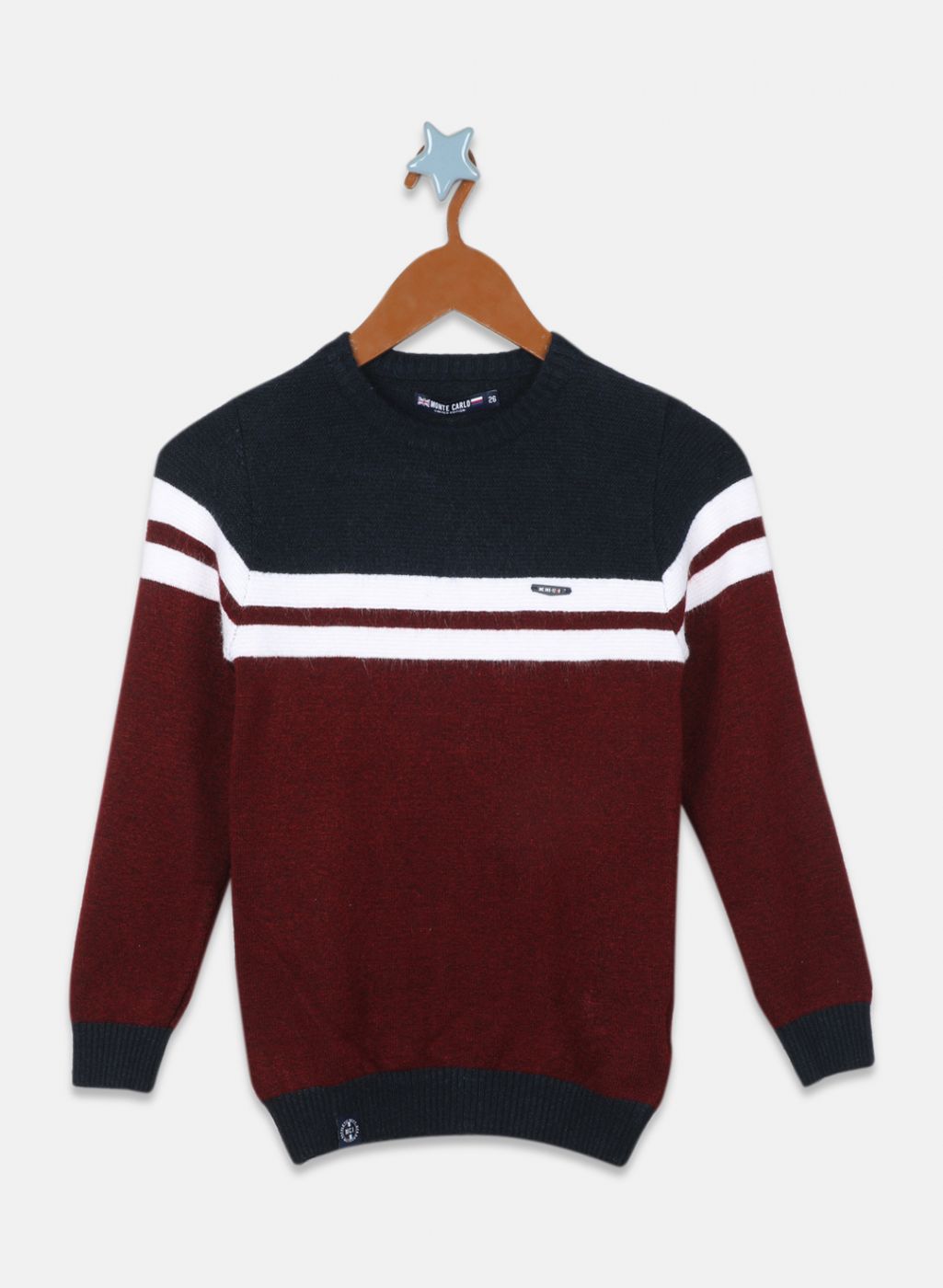 Boys Maroon Solid Pullover