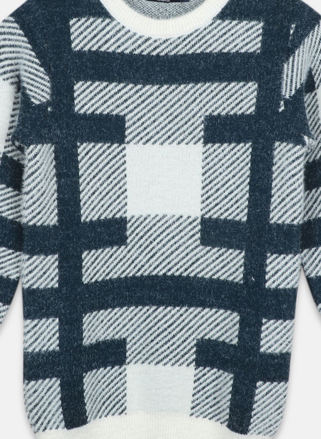 Boys White Jaquard Pullover