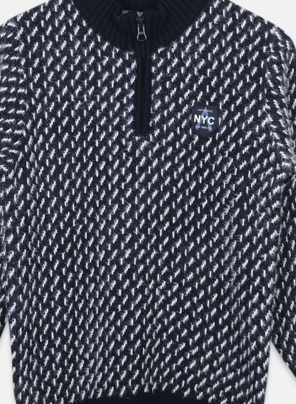 Boys NAvy Blue Jaquard Pullover