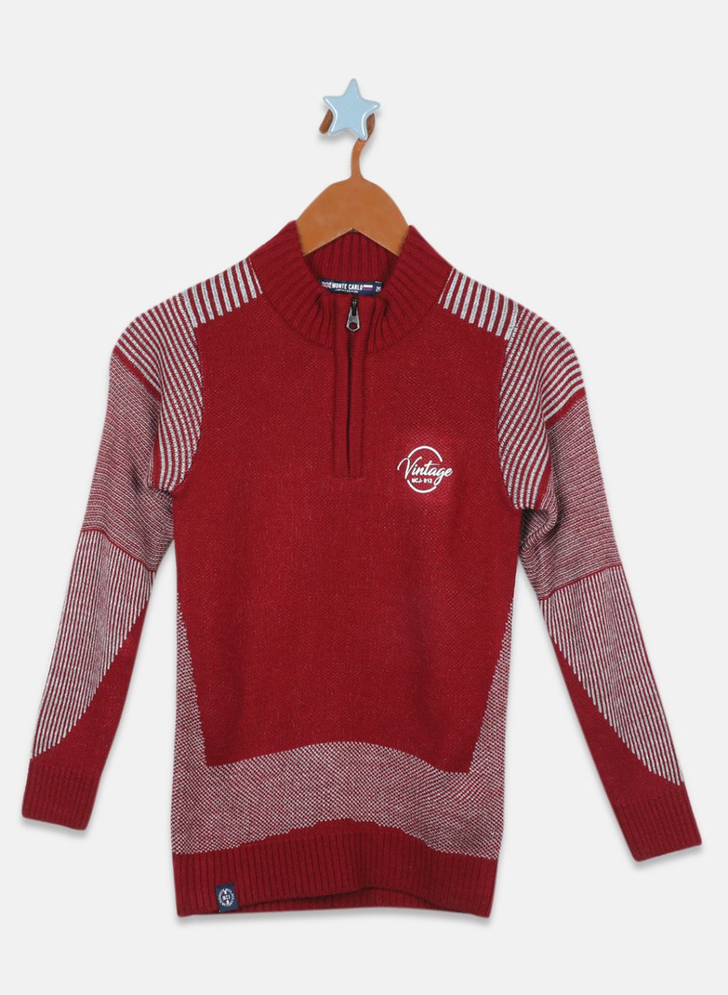 Boys Red Jaquard Pullover