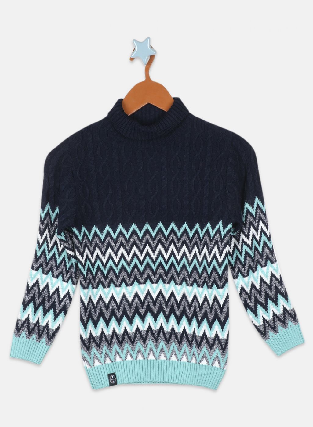 Boys NAvy Blue Zig-Zag Pullover