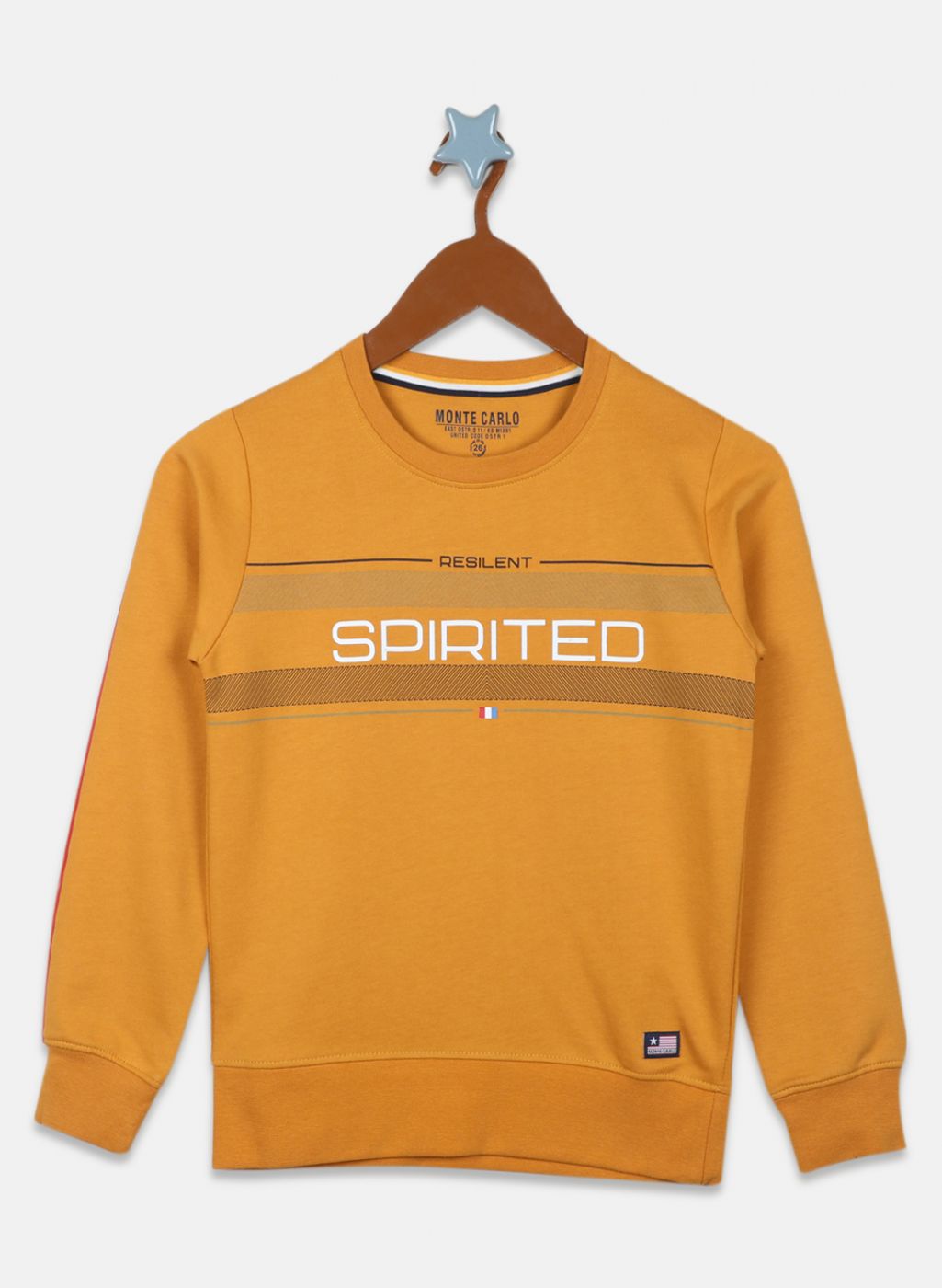 Boys Mustard Printed Sweatshirt