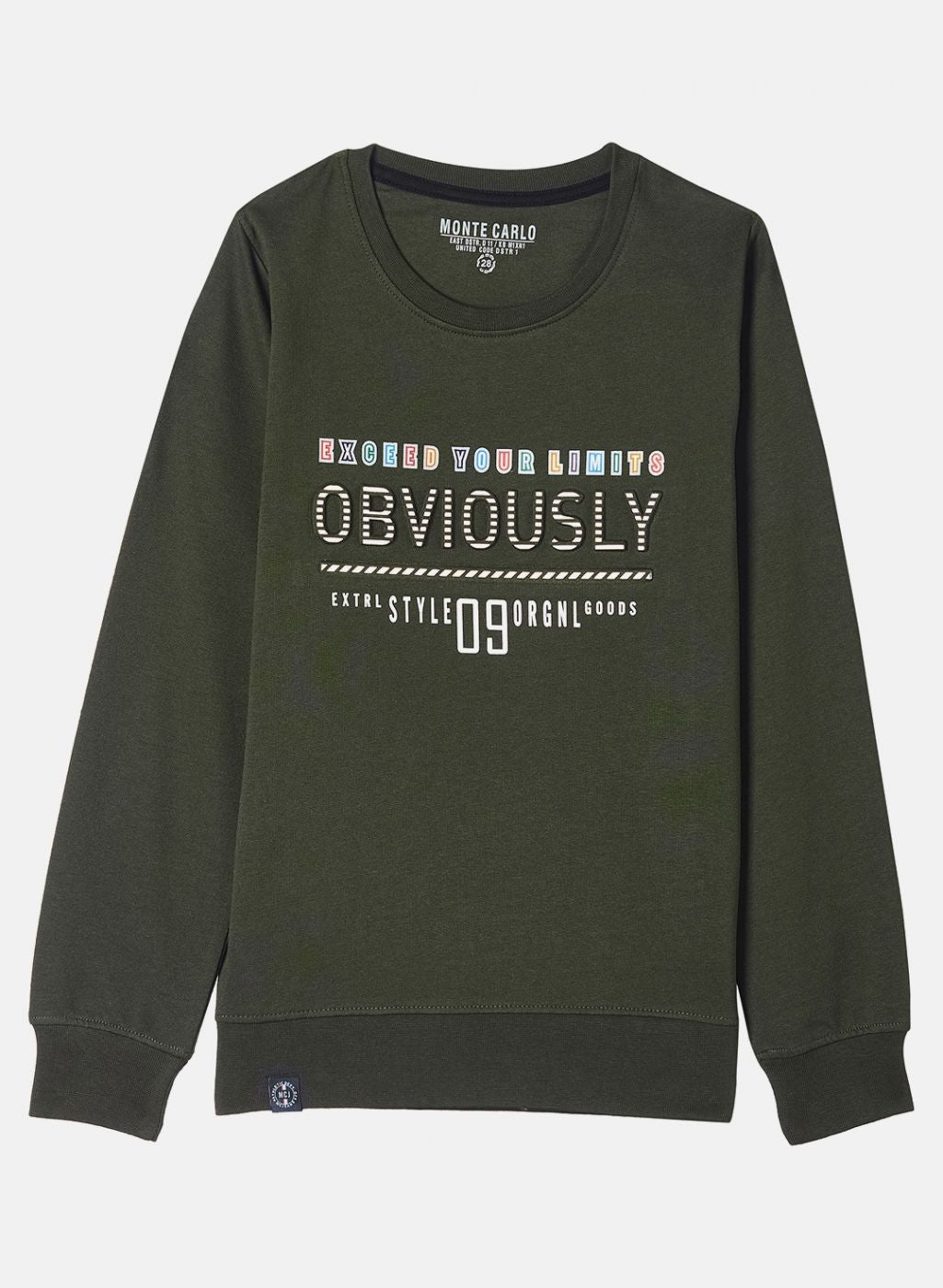 Boys Olive Printed Sweatshirt
