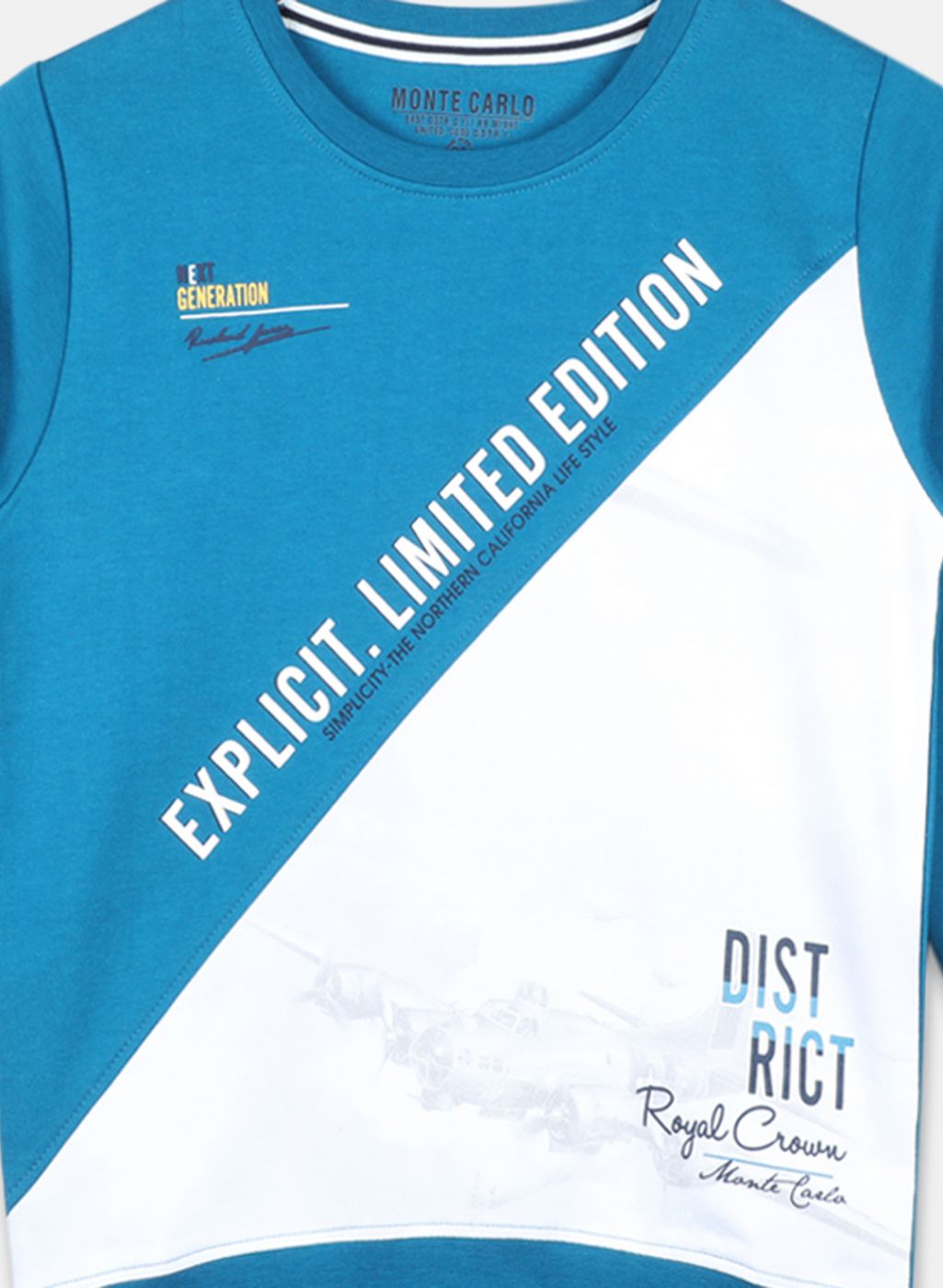 Boys Teal Blue Printed Sweatshirt