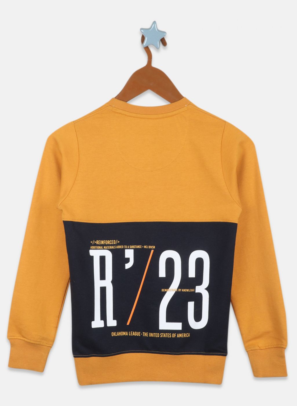Boys Mustard Printed Sweatshirt