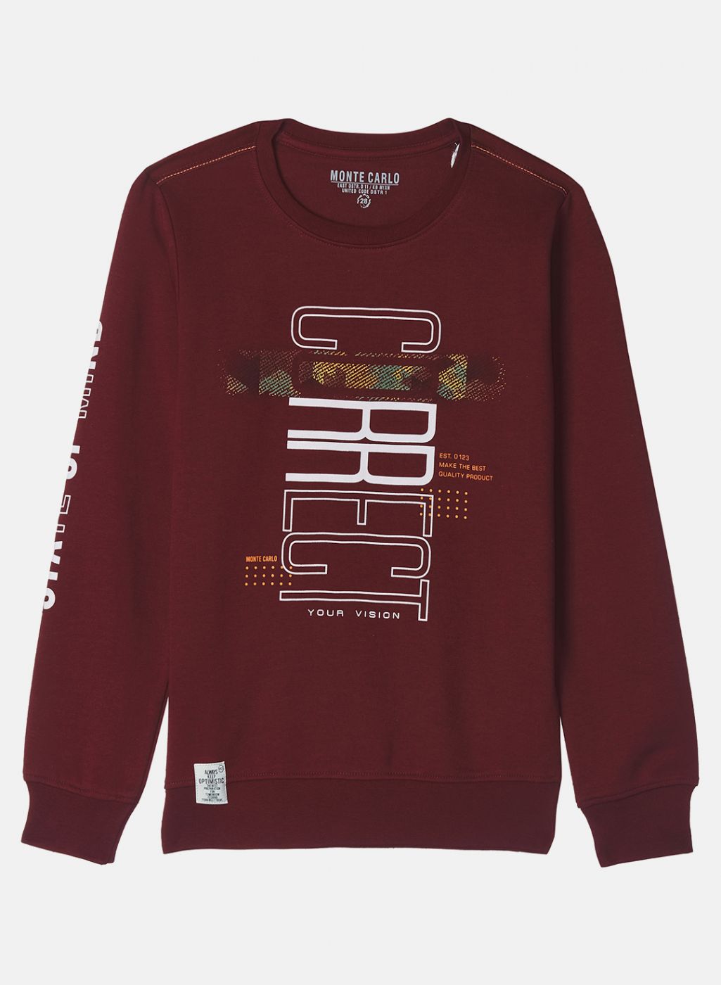 Boys Maroon Printed Sweatshirt