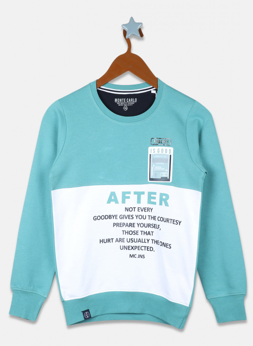 Boys Light Green Printed Sweatshirt