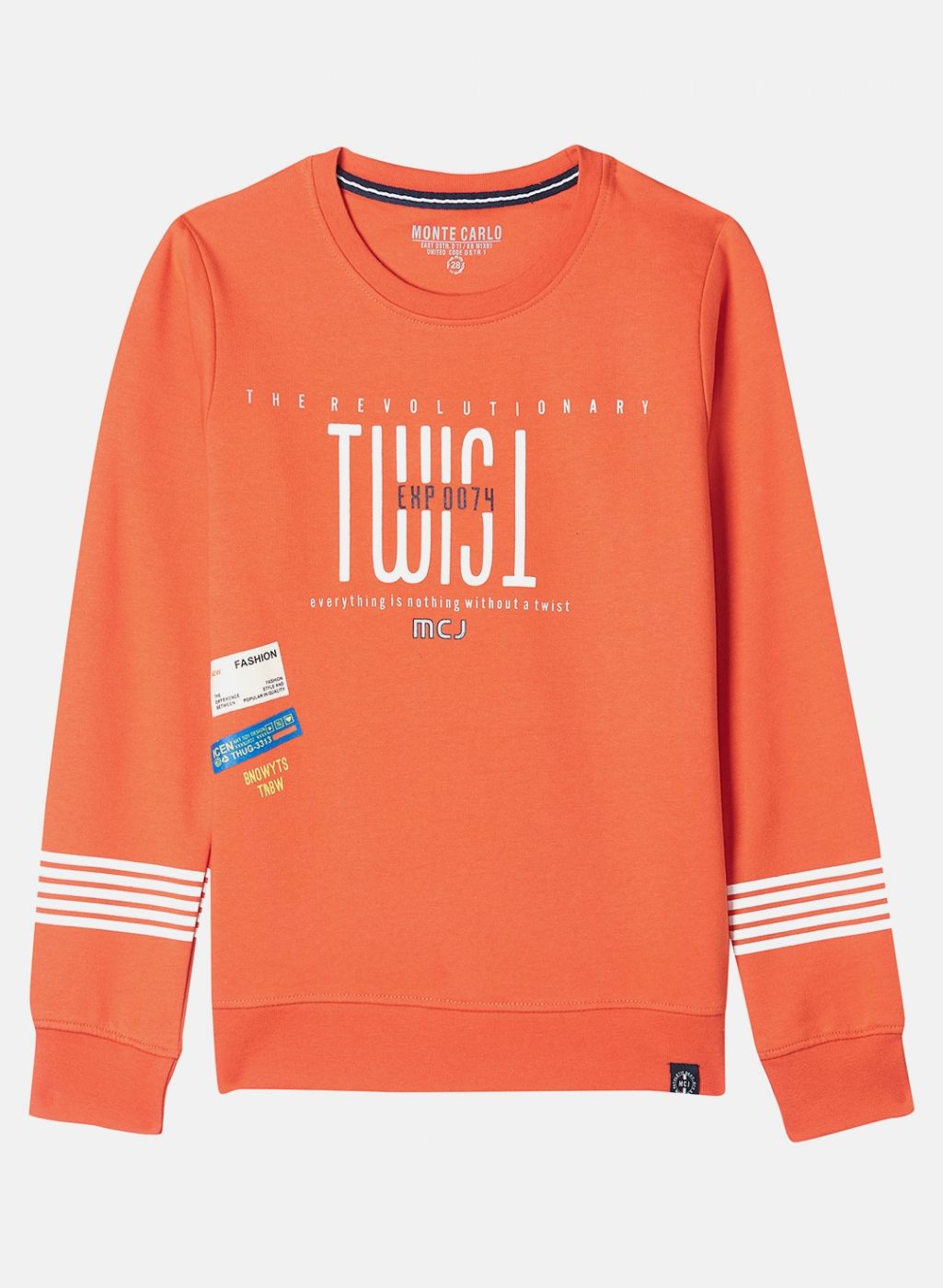 Boys Orange Printed Sweatshirt