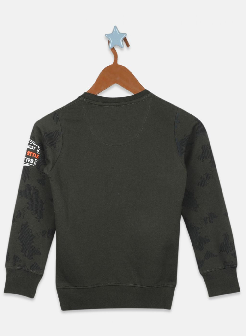 Boys Olive Printed Sweatshirt