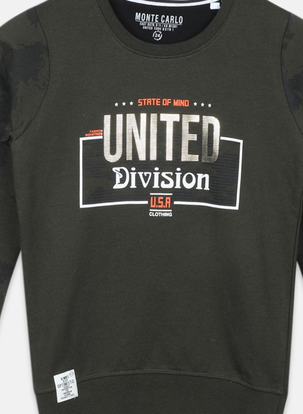 Boys Olive Printed Sweatshirt