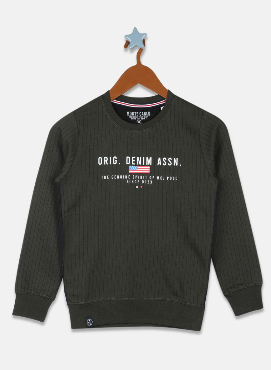 Boys Olive Printed Sweatshirt