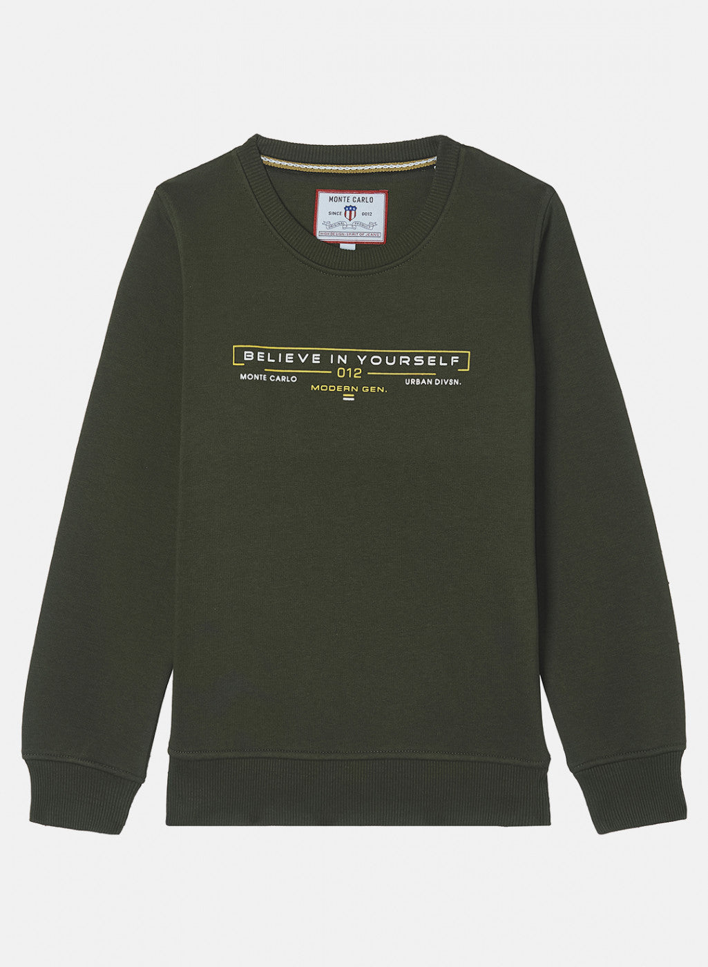 Boys Olive Printed Sweatshirt