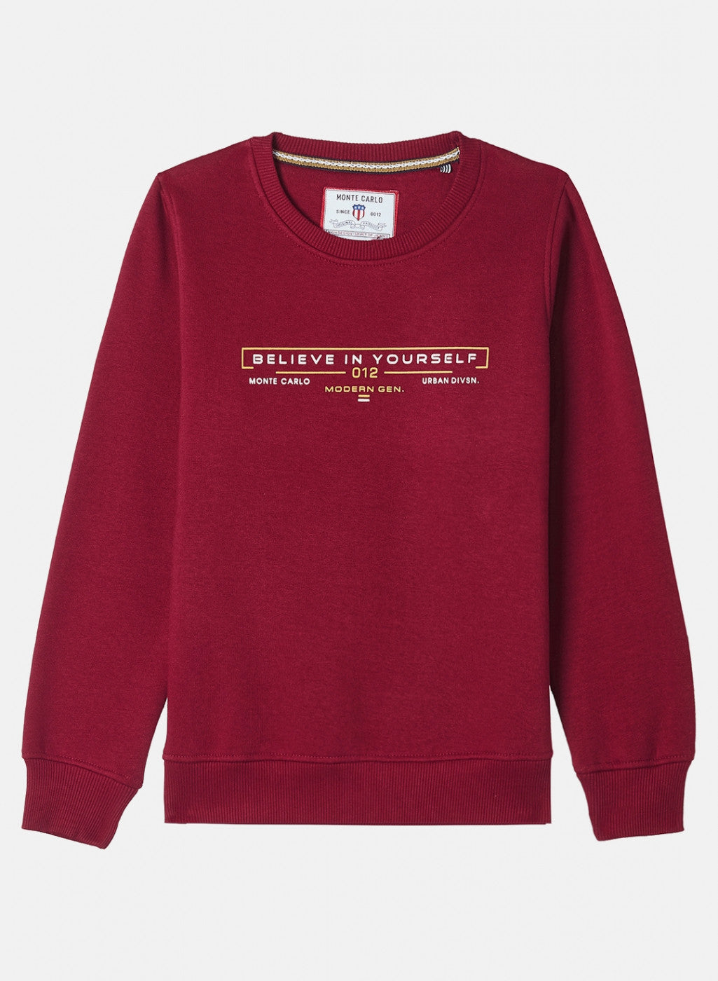 Boys Maroon Printed Sweatshirt