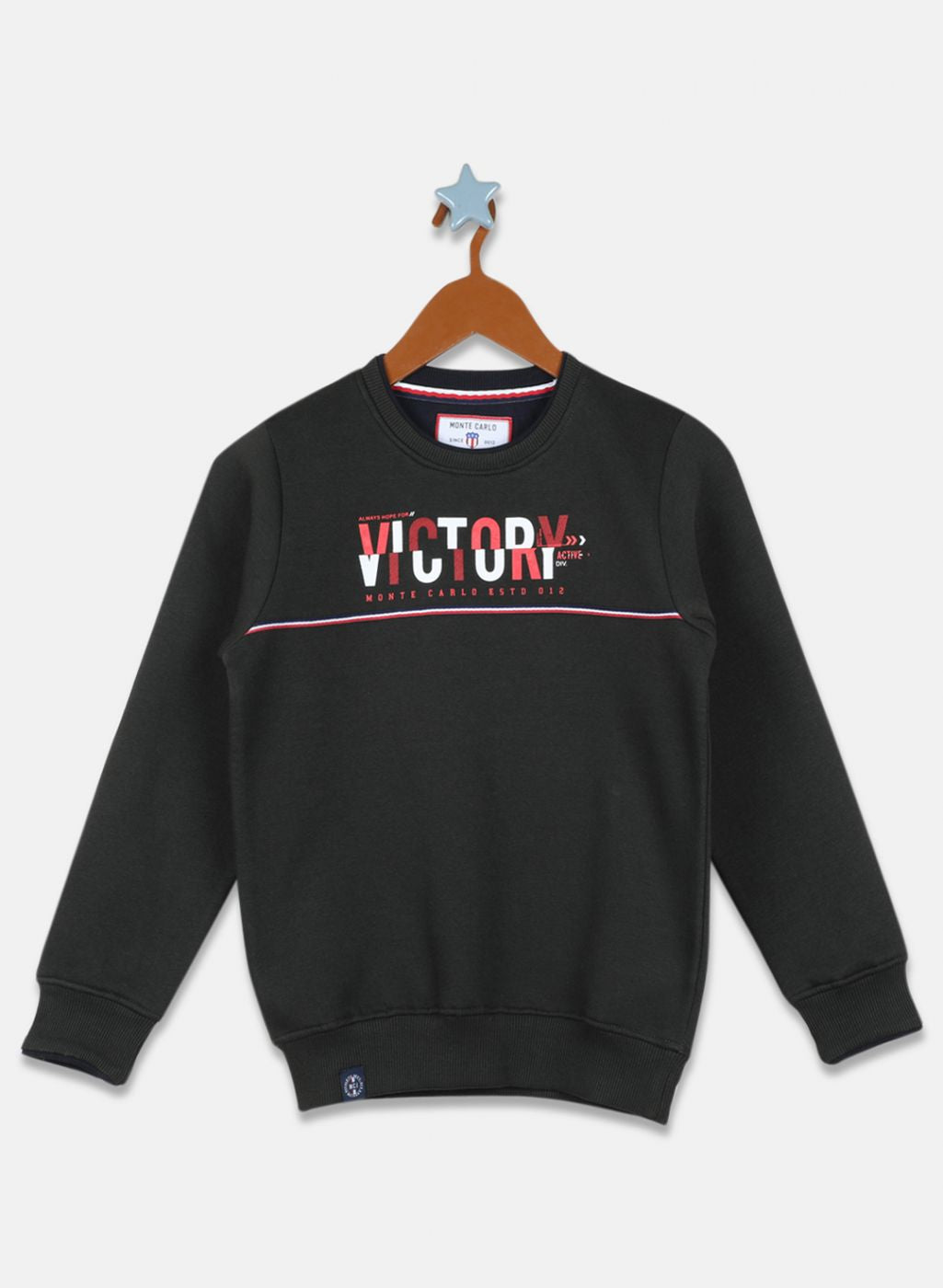 Boys Olive Printed Sweatshirt