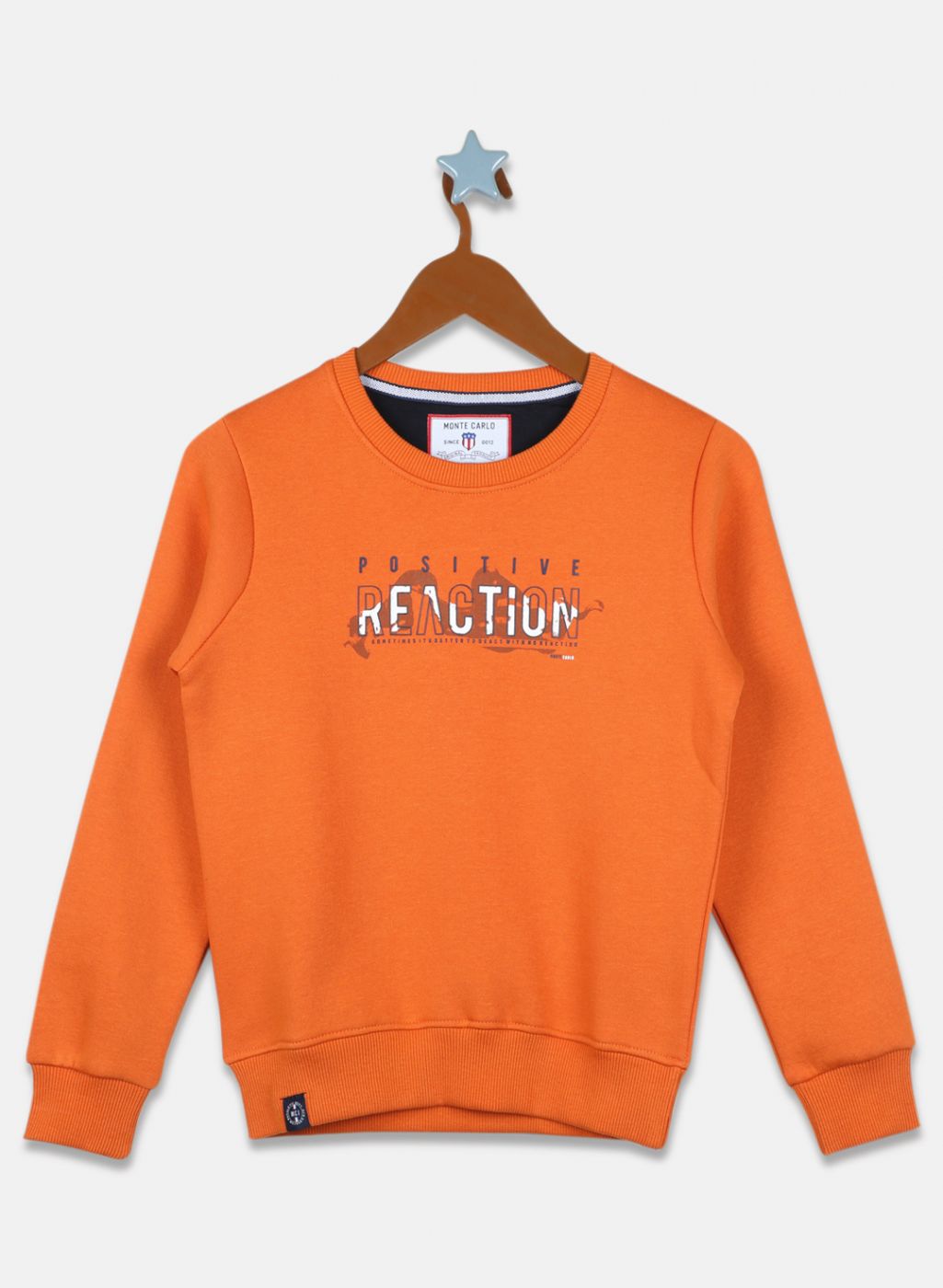 Boys Orange Printed Sweatshirt