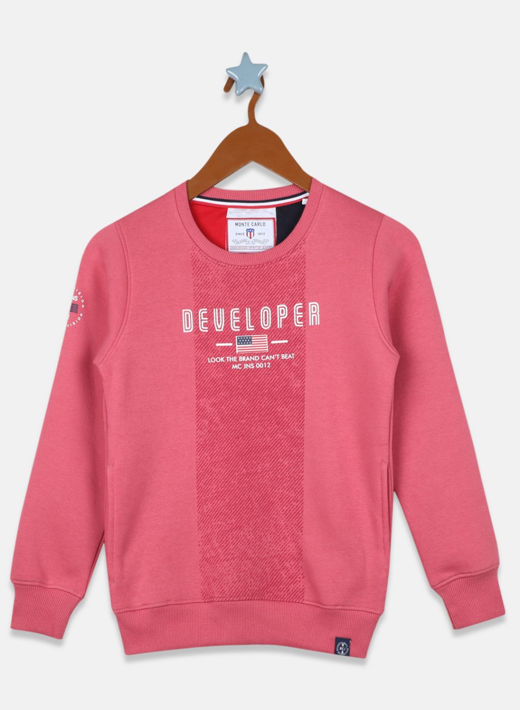 Boys Pink Printed Sweatshirt