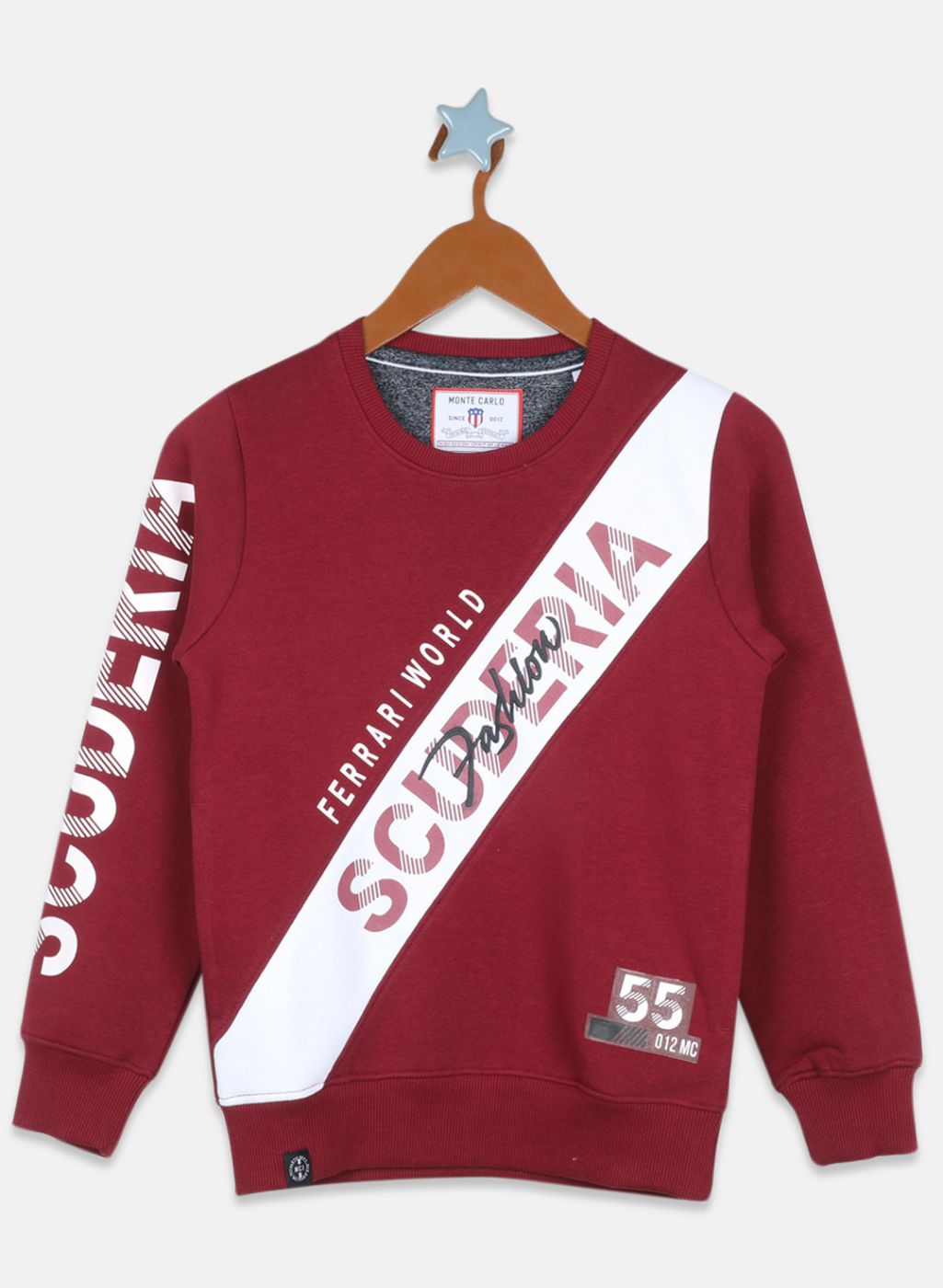 Boys Maroon Printed Sweatshirt