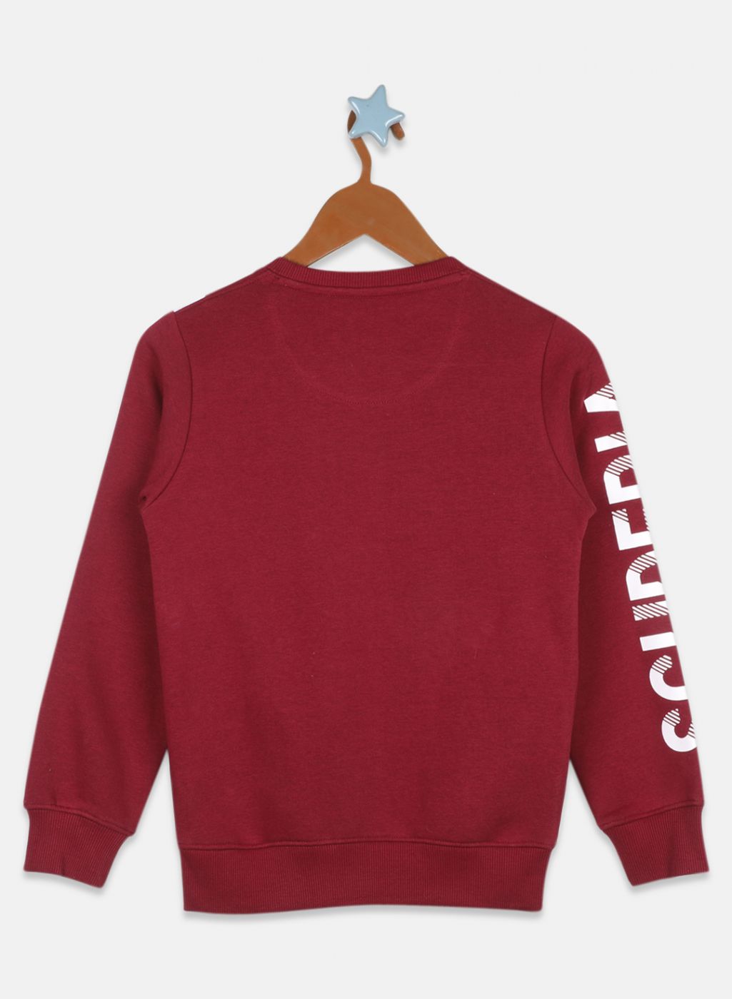 Boys Maroon Printed Sweatshirt