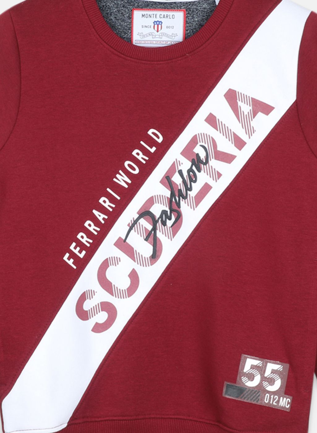 Boys Maroon Printed Sweatshirt