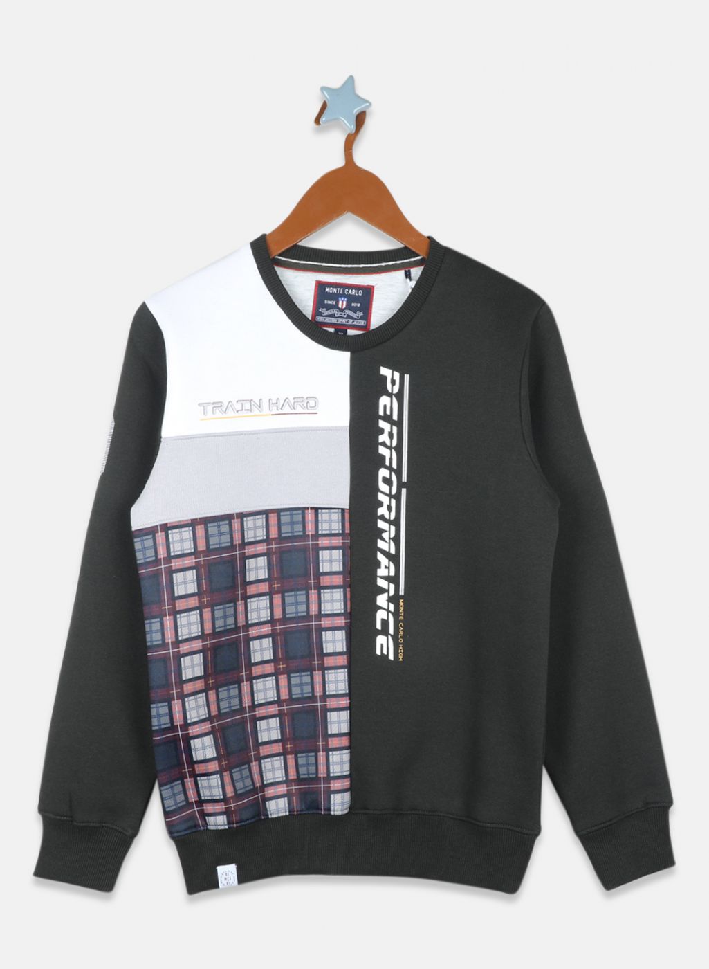 Boys Olive Printed Sweatshirt