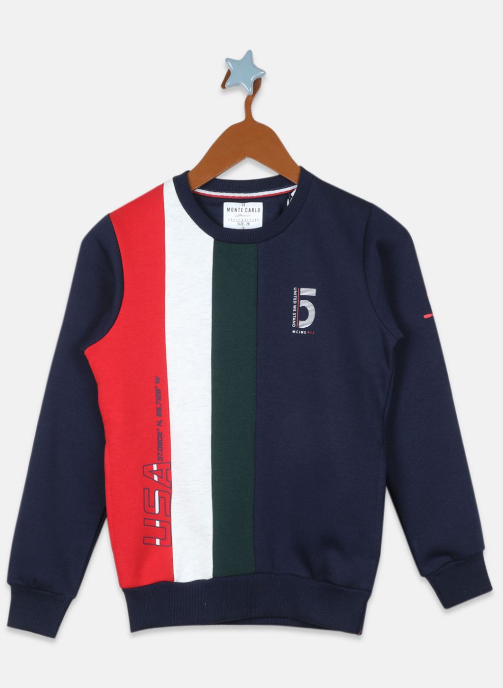 Boys NAvy Blue Printed Sweatshirt - Main Image
