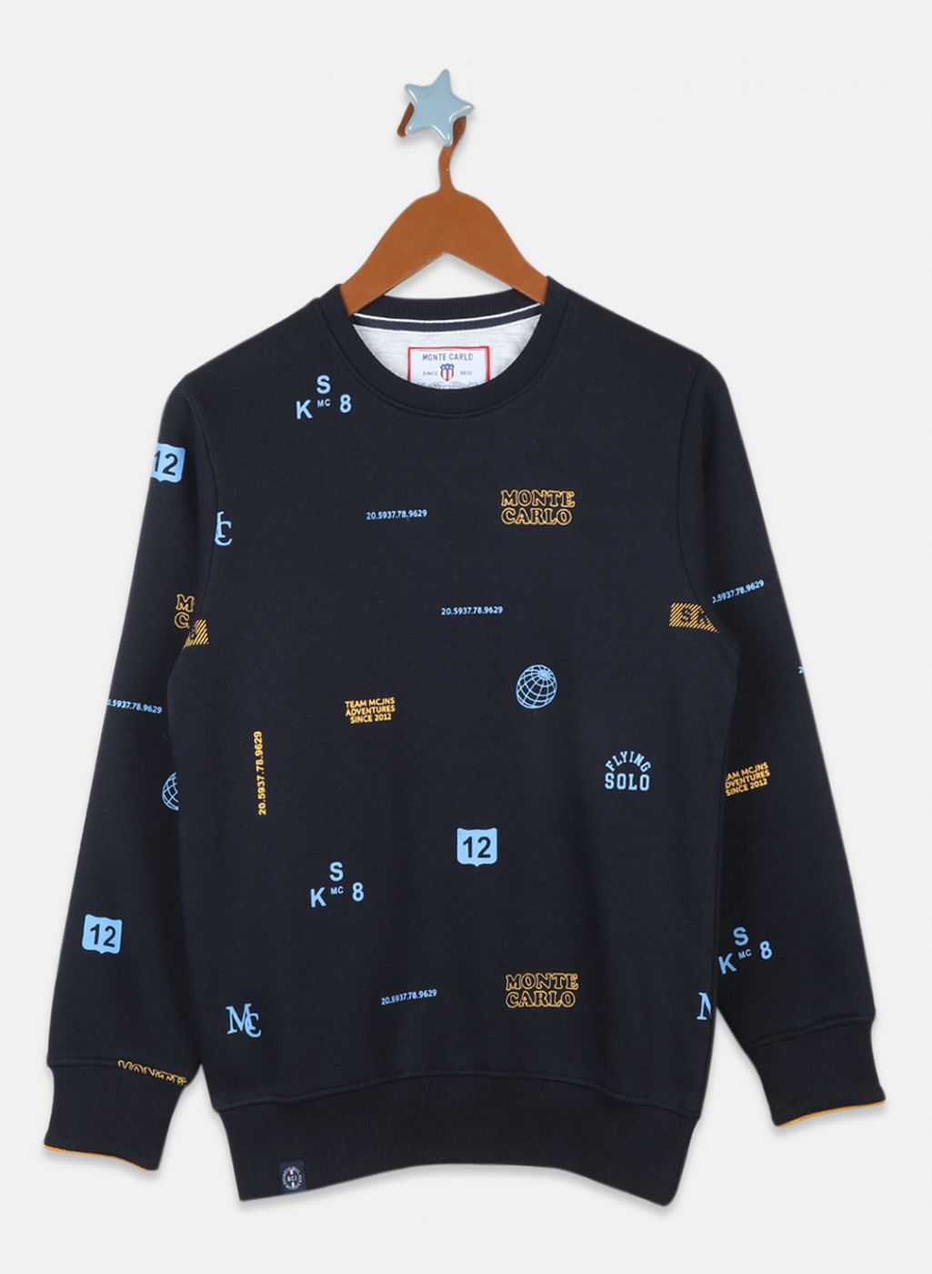 Boys NAvy Blue Printed Sweatshirt - Main Image