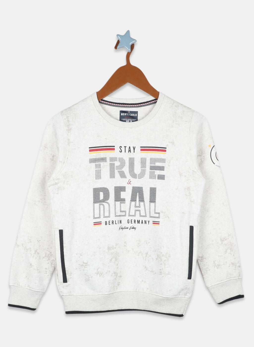 Boys Beige Printed Sweatshirt