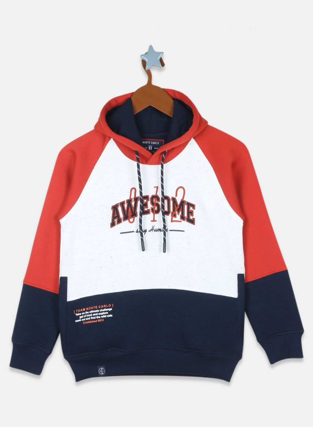 Boys NAvy Blue & Rust Orange Printed Sweatshirt