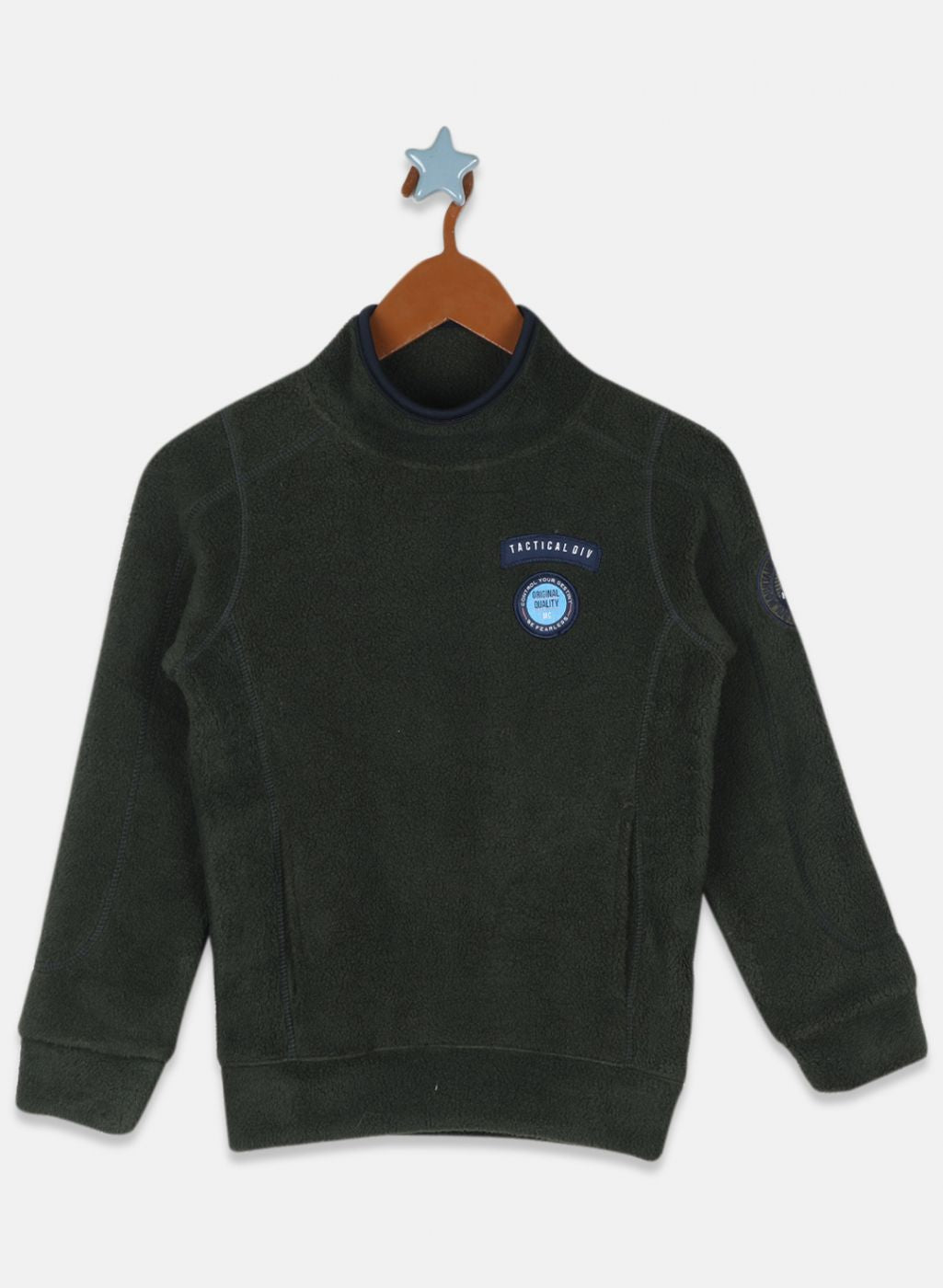 Boys Olive Printed Sweatshirt