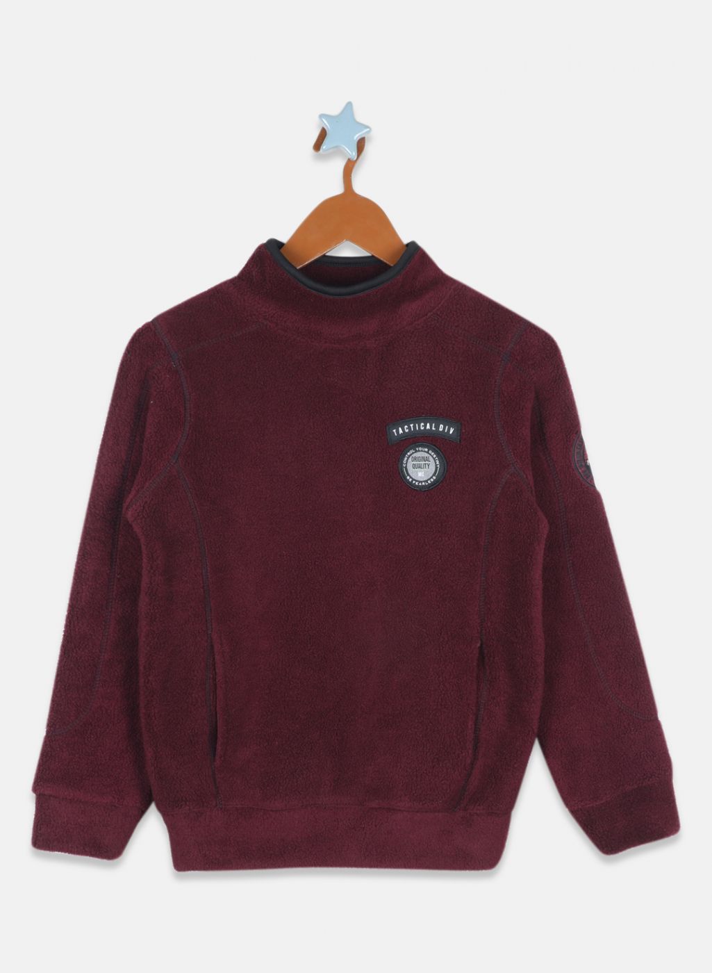 Boys Maroon Printed Sweatshirt