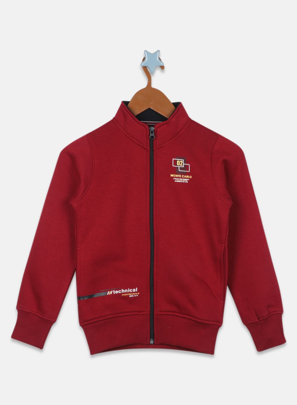 Boys Maroon Printed Sweatshirt