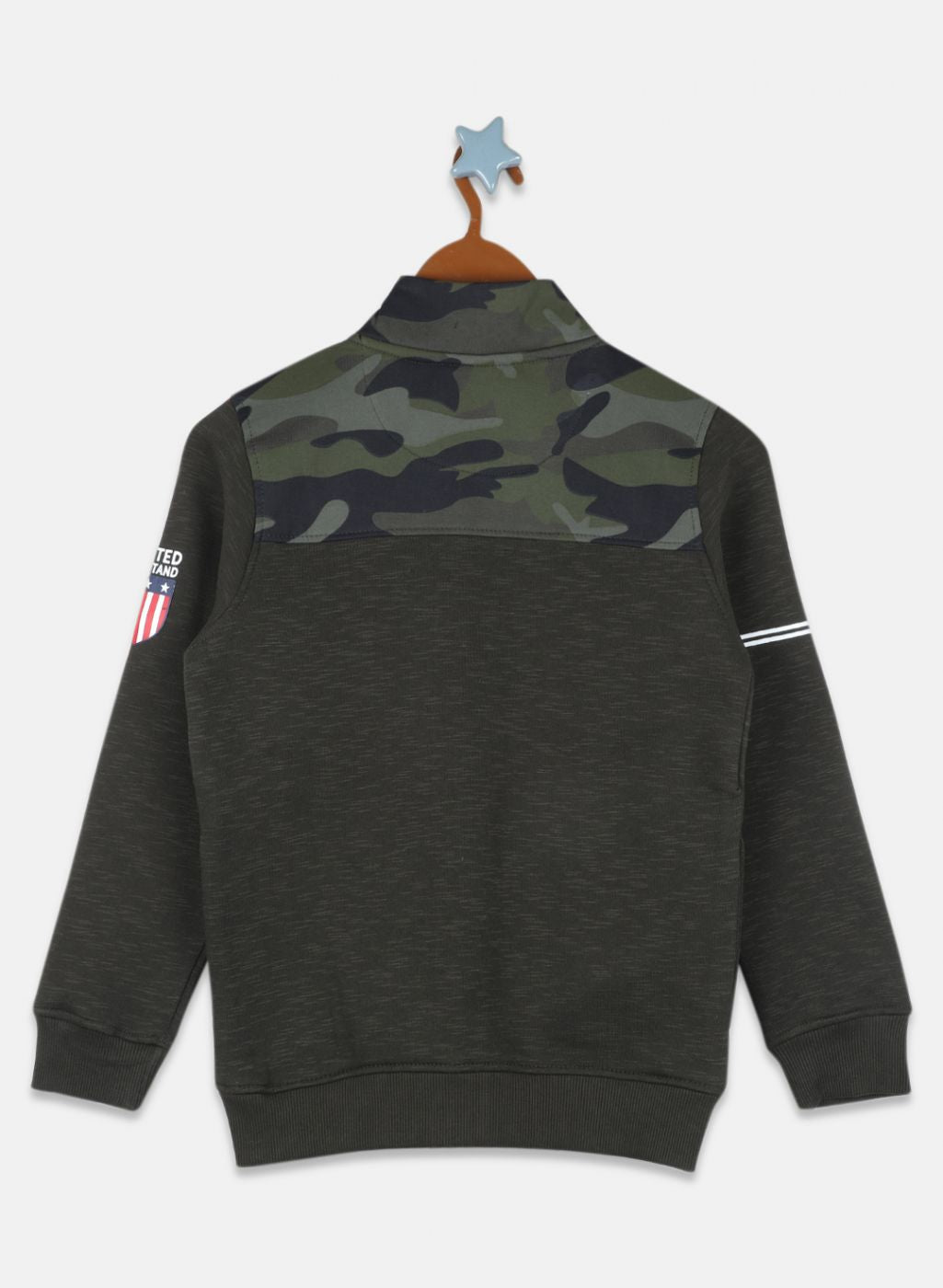 Boys Olive Printed Sweatshirt