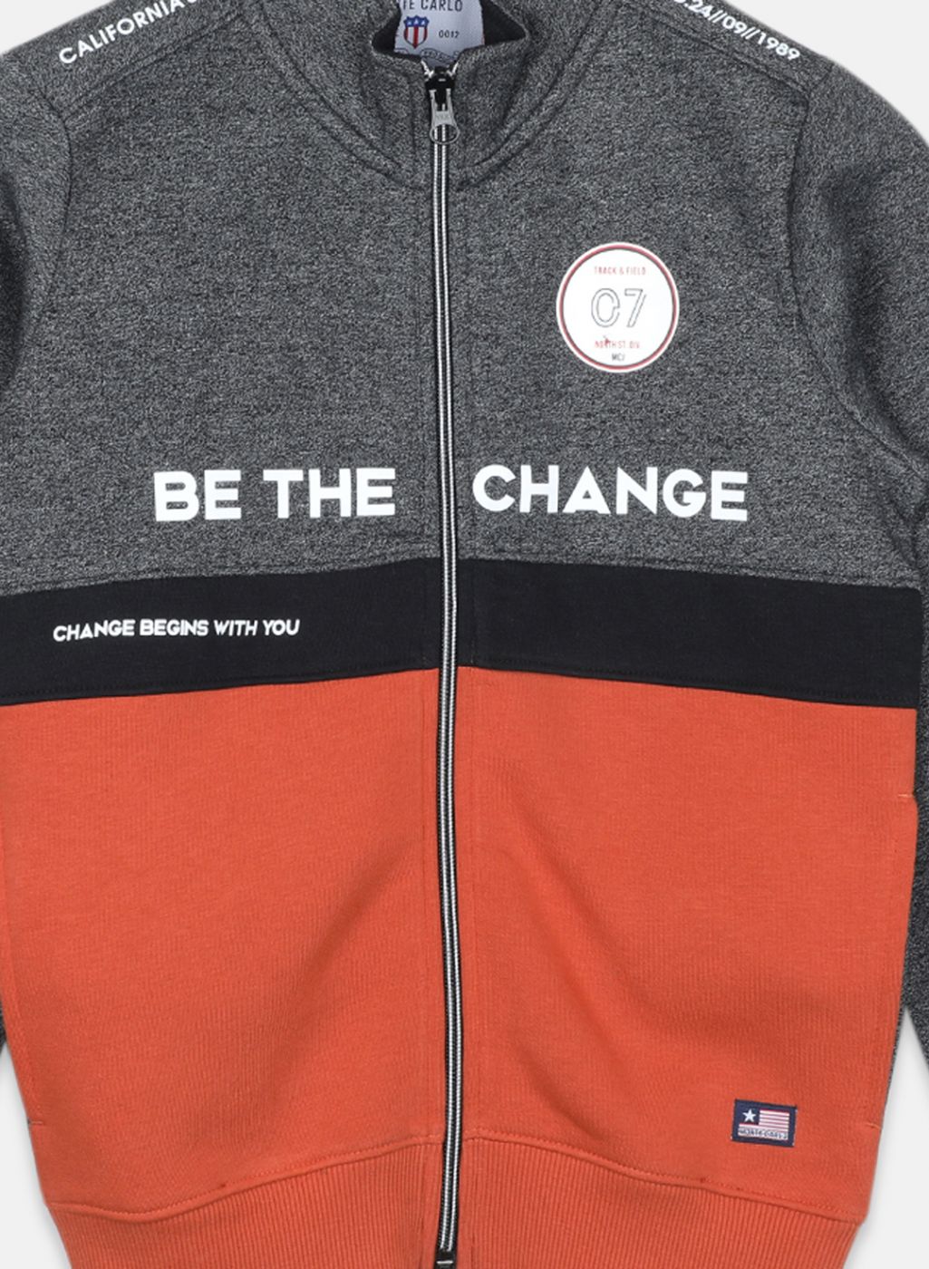 Boys Grey & Orange Printed Sweatshirt