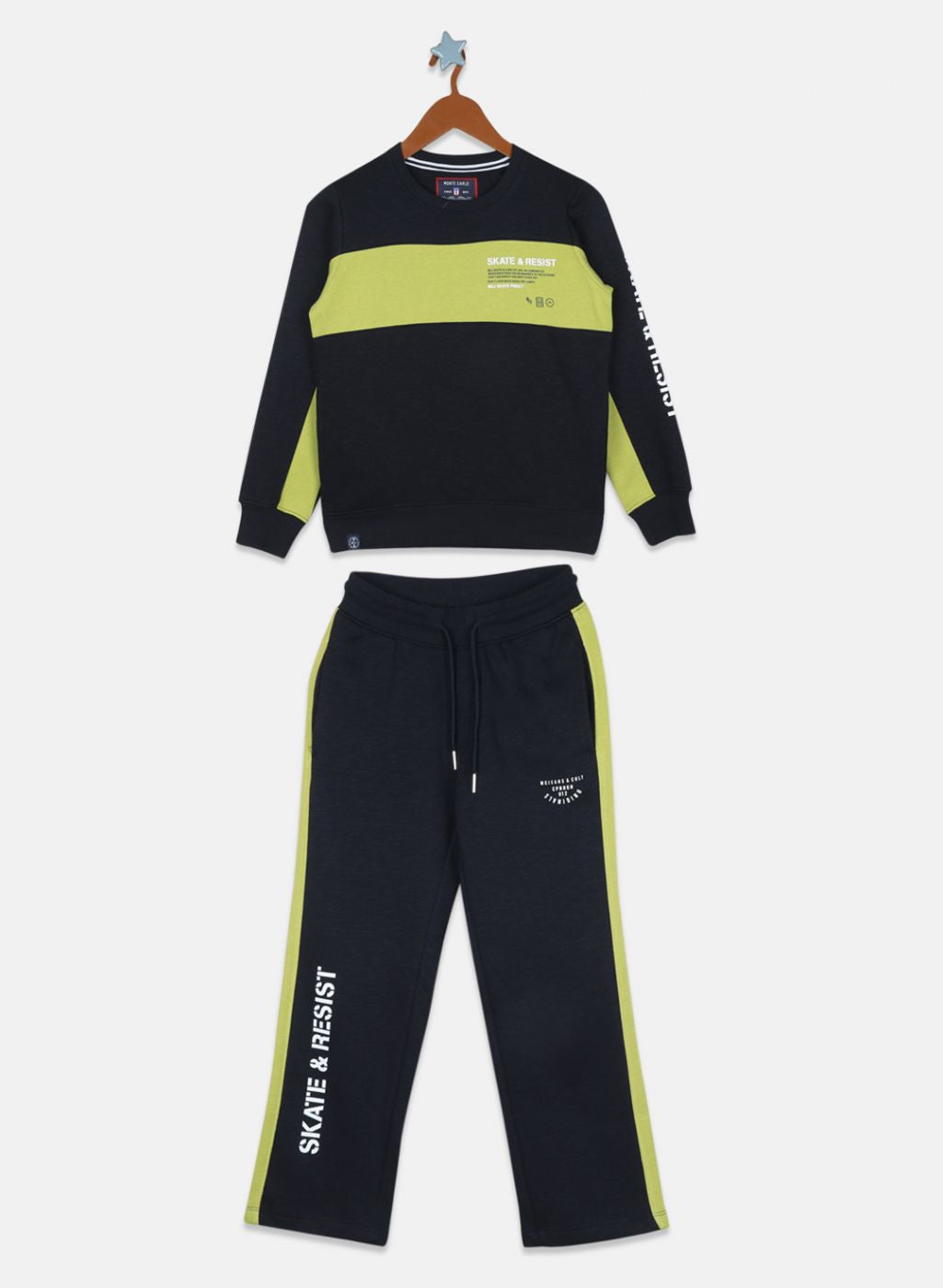 Boys NAvy Blue Printed Tracksuit