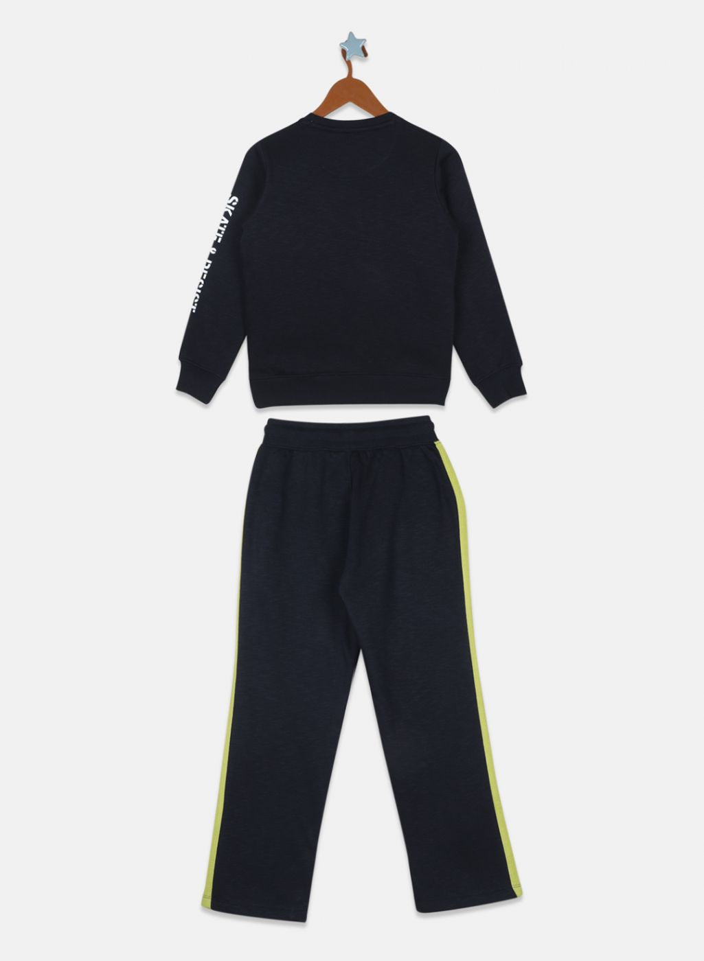 Boys NAvy Blue Printed Tracksuit