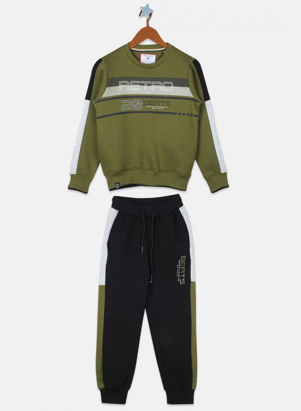 Boys Green & Black Printed Tracksuit