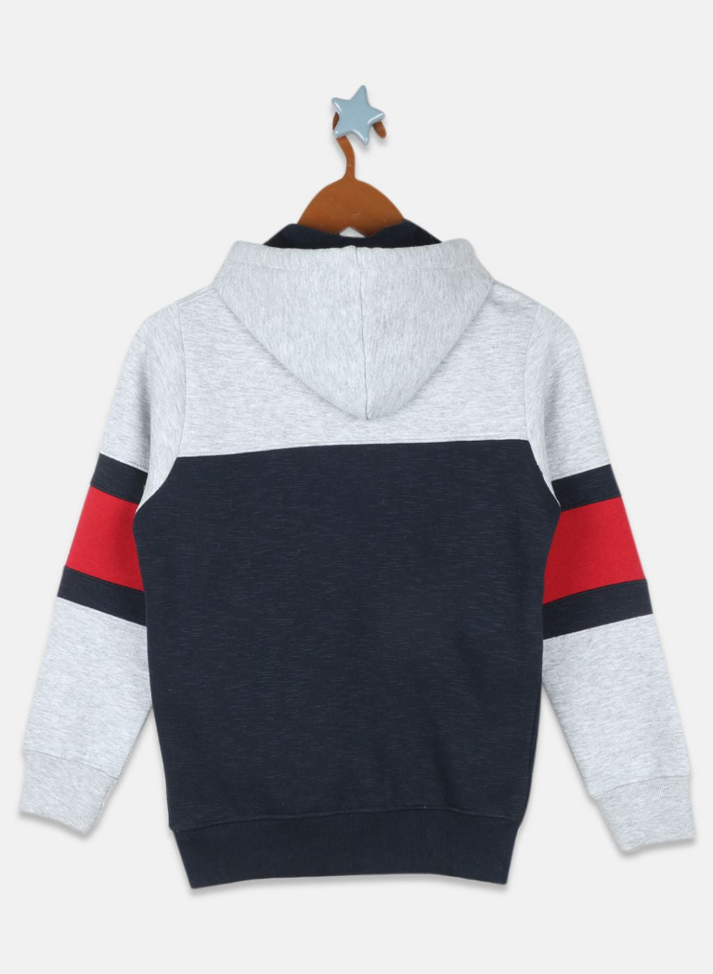 Boys Grey & NAvy Blue Printed Tracksuit