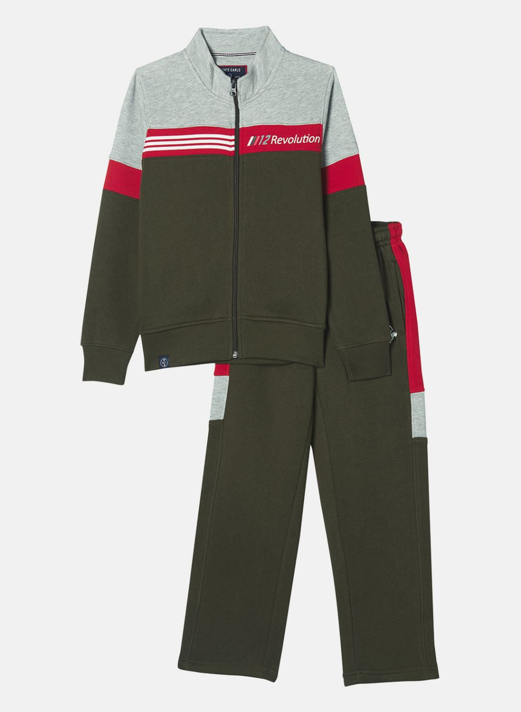 Boys Olive Printed Tracksuit