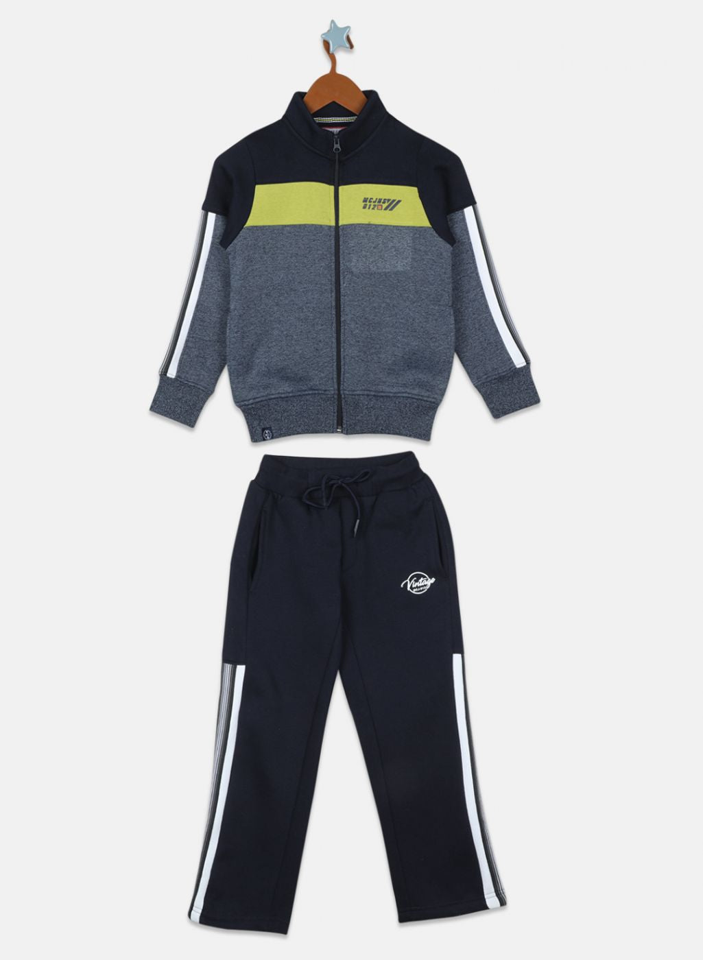 Boys Grey Printed Tracksuit