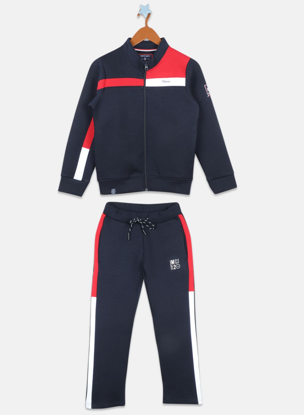 Boys NAvy Blue Printed Tracksuit