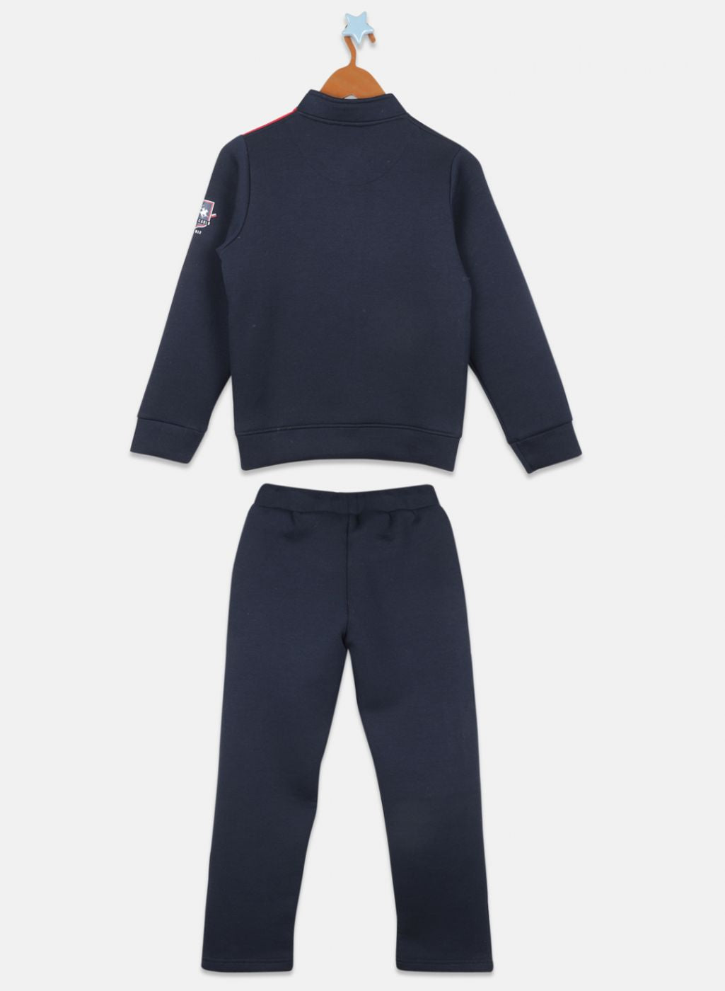 Boys NAvy Blue Printed Tracksuit