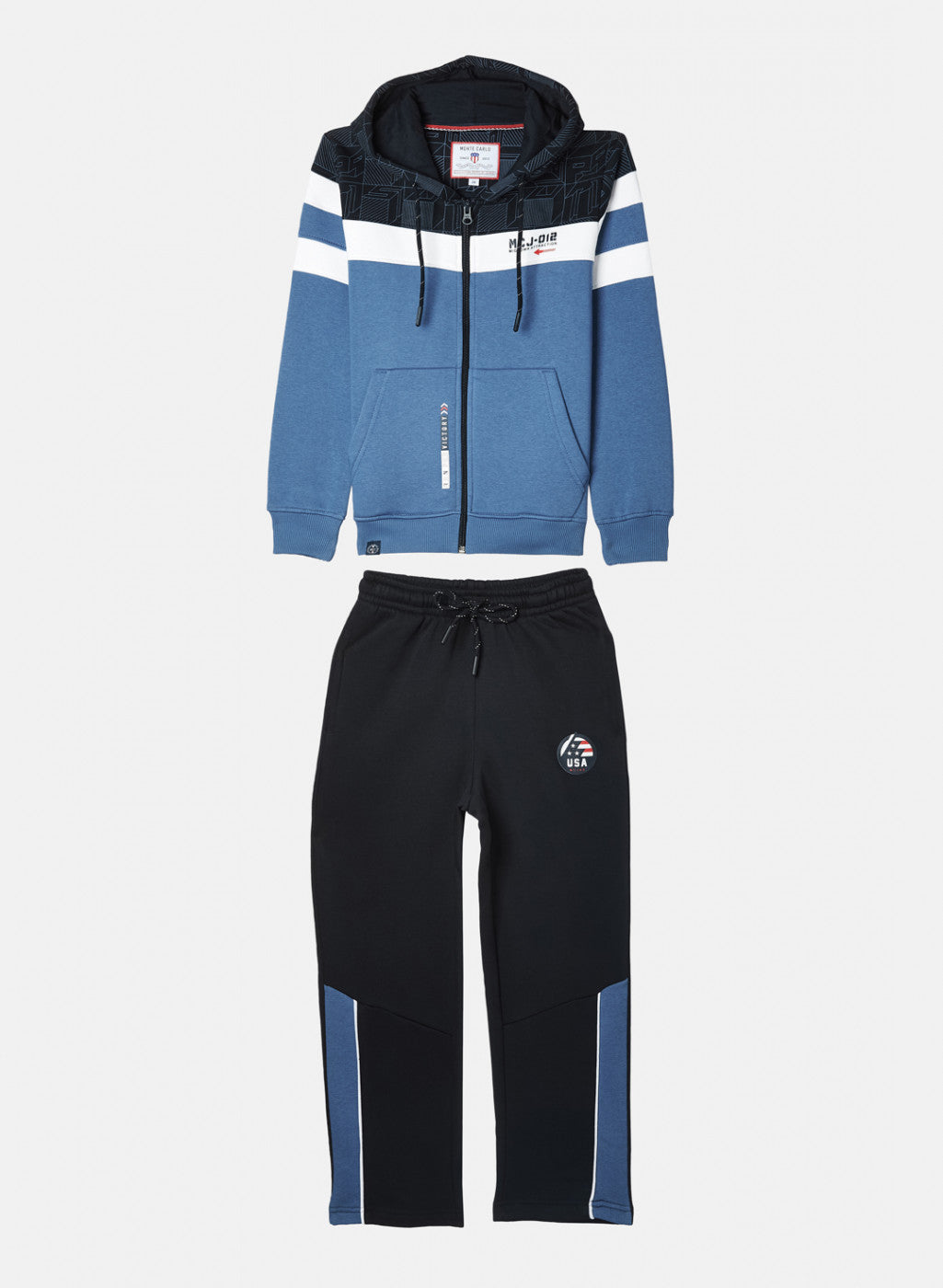 Boys Navy Blue Printed Tracksuit